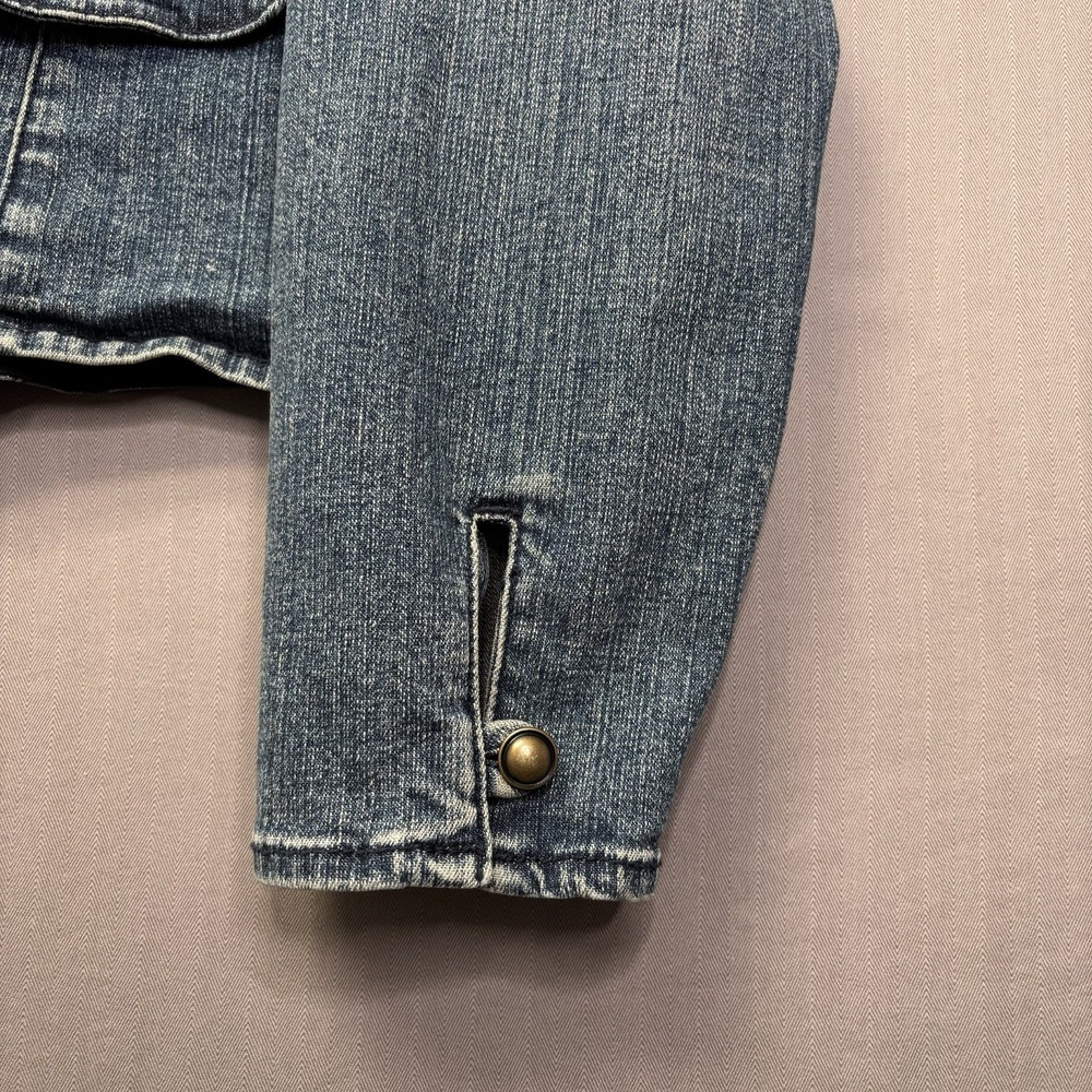 a.n.a Denim Blazer Jacket 1X Medium Wash Blue Button Front Cropped Y2K - Picture 6 of 14